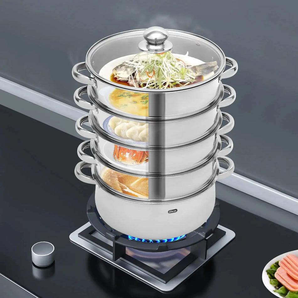 5-Tier Stainless Steel Steamer For Cooking &ndash; Large Capacity