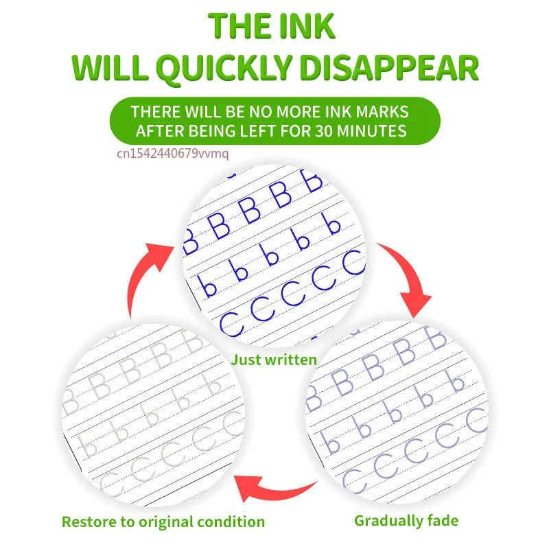 Reusable English Learning Calligraphy Book for Kids - Practice Writing, Drawing, and Numbers Education Toy