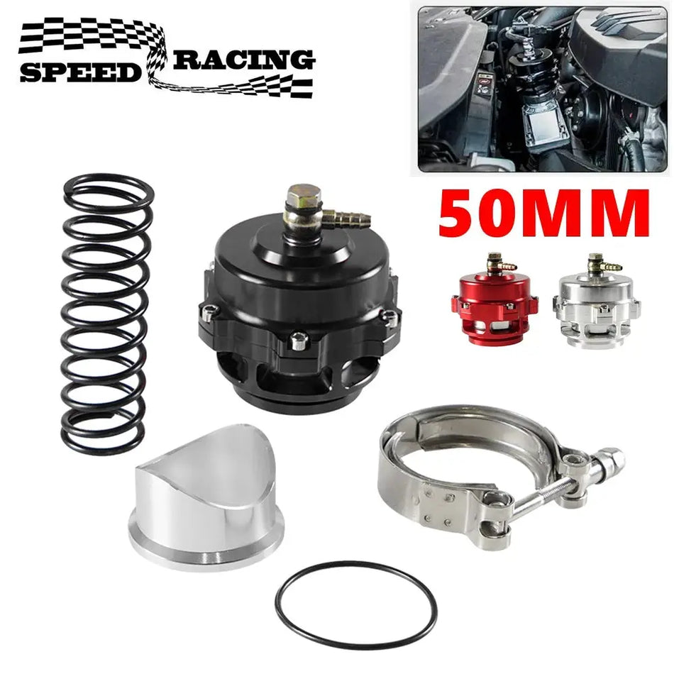 Universal Turbo Blow Off Valve 50mm BOV With Weld On Aluminum V-Band Flange 6PSI+18PSI Springs by InterCyprus Trading Ltd