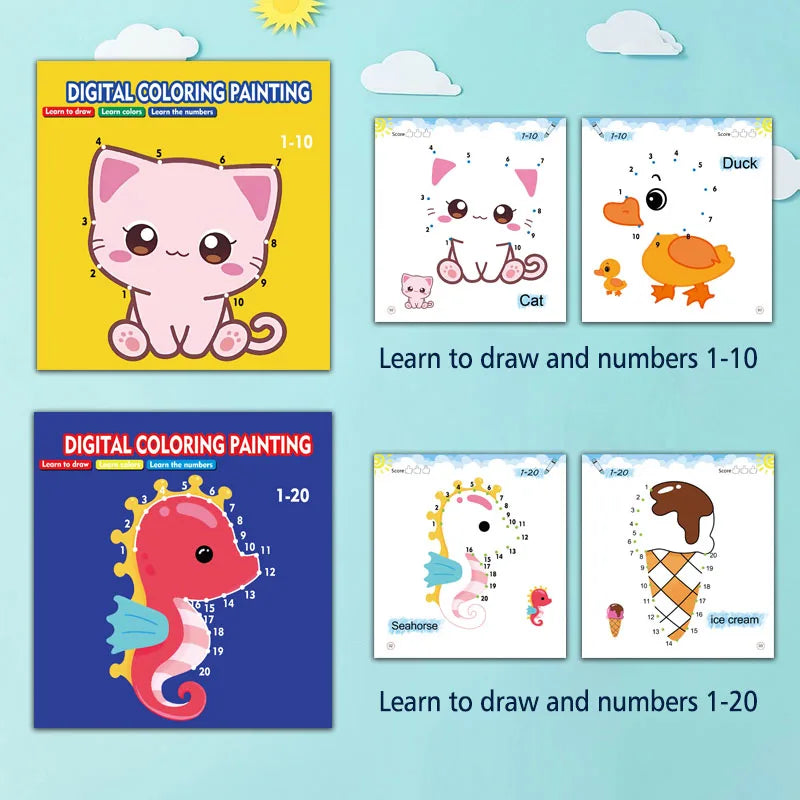 Line Drawing Doodle Books for Kids Num1-10 Num1-20