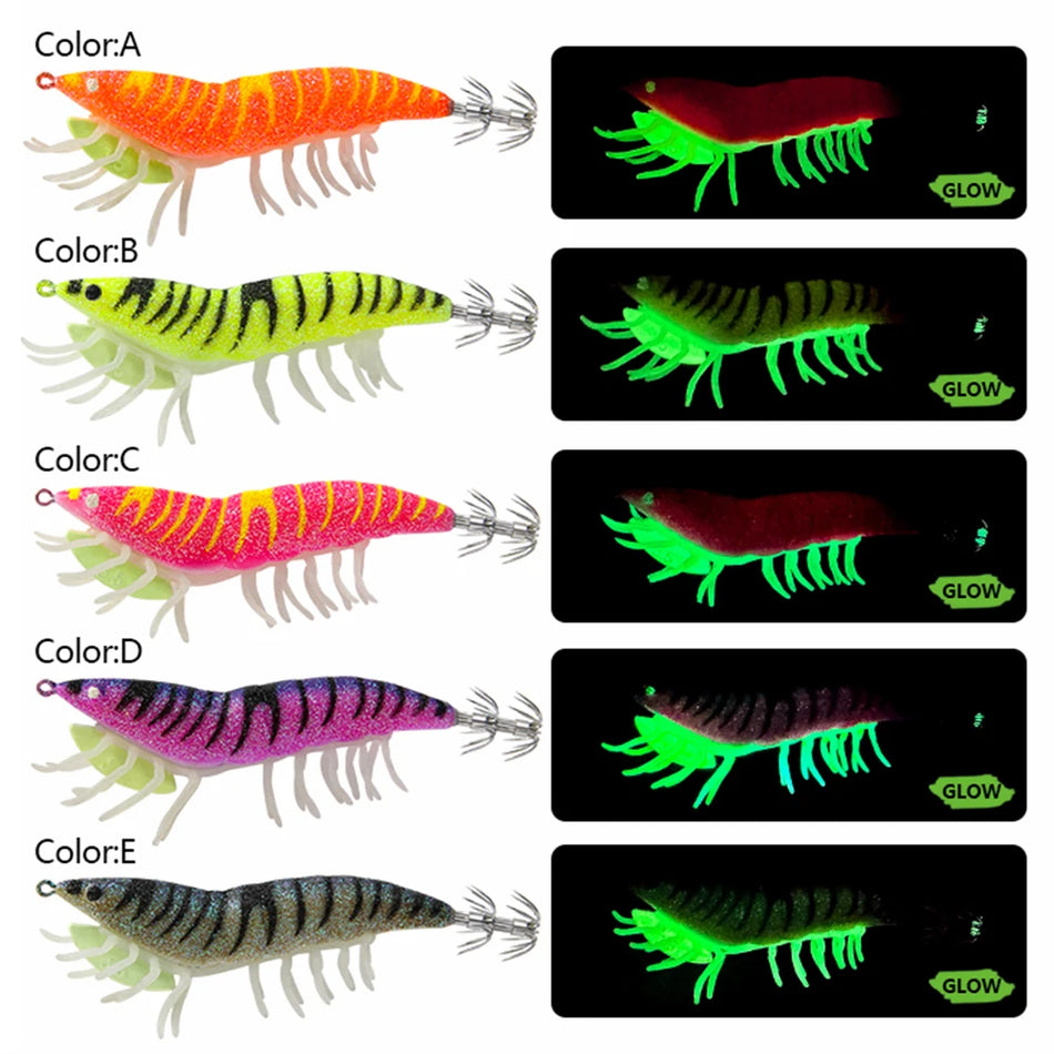 Luminous Soft Footed Shrimp Lure With Double Layered Hooks