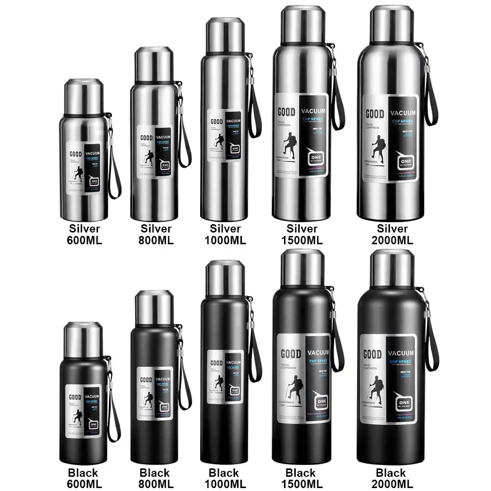 Thermal Water Bottle with Handle Portable Insulation Tumbler Stainless Steel Vacuum Double Insulation Cup for Hot Cold Drinks