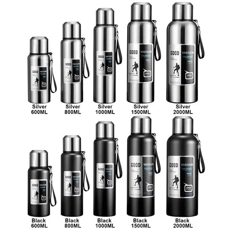 Thermal Water Bottle with Handle Portable Insulation Tumbler Stainless Steel Vacuum Double Insulation Cup for Hot Cold Drinks