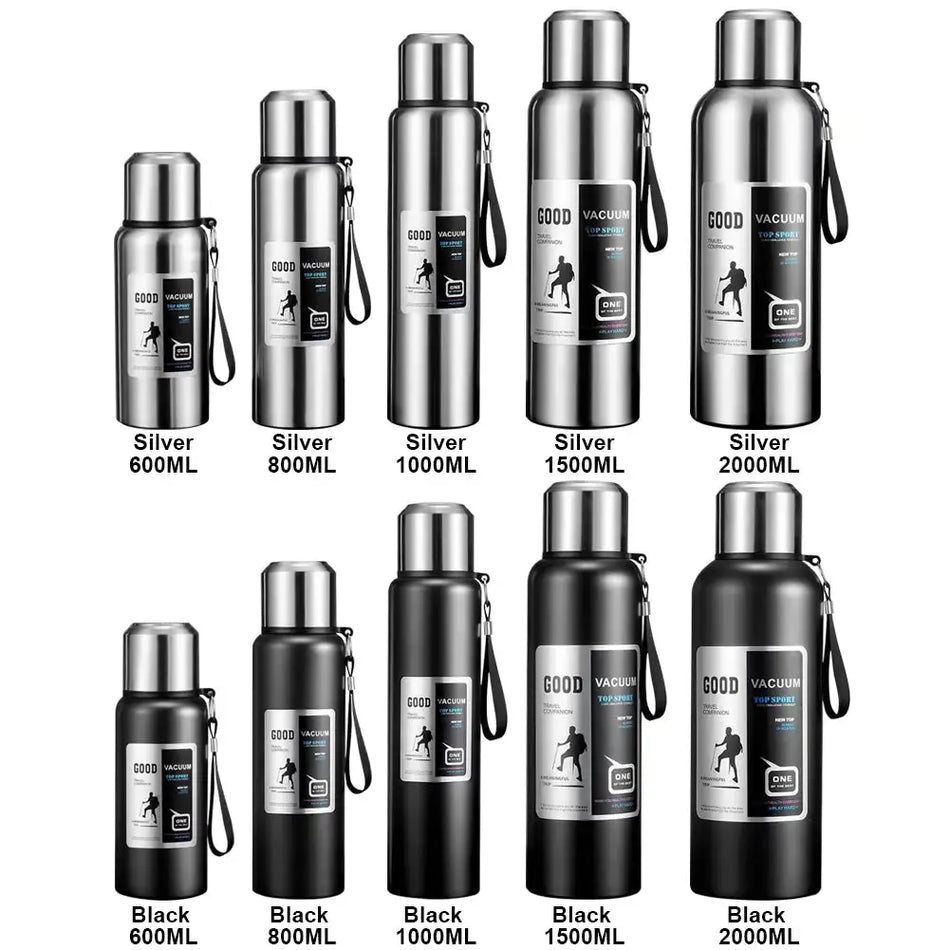 Thermal Water Bottle with Handle Portable Insulation Tumbler Stainless Steel Vacuum Double Insulation Cup for Hot Cold Drinks