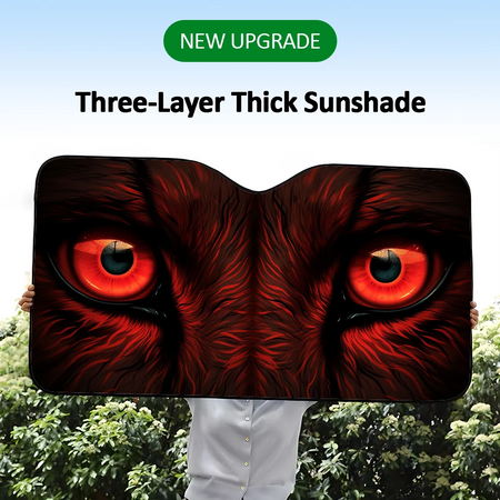 Horror Devil Eyes Foldable Car Sunshade - UV Protection Windshield Shield