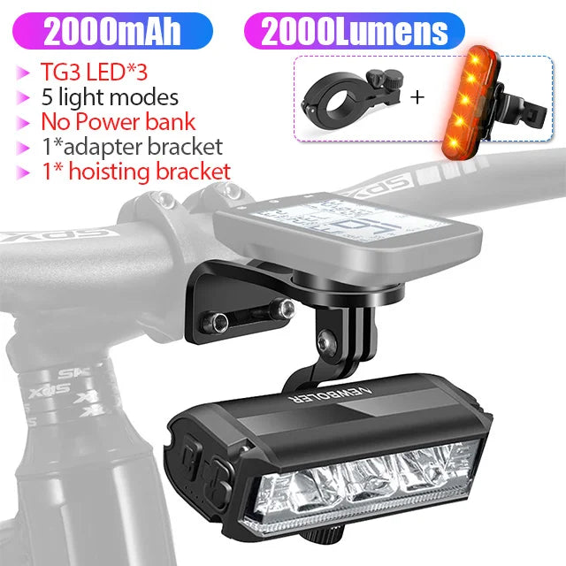 NEWBOLER 10000 Lumen Front Bicycle Light with USB Charging and Waterproof Design LIG610-305-052