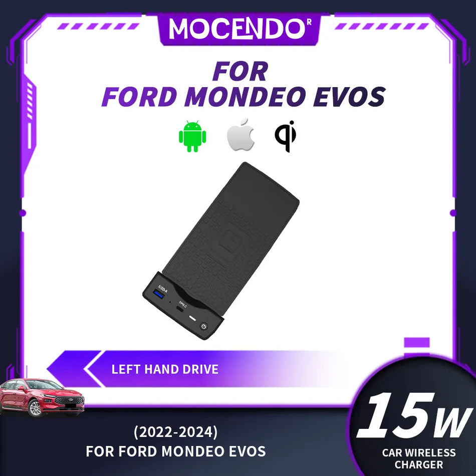 Chargeur sans fil rapide 15W pour Ford Mondeo EVOS 2022 2024