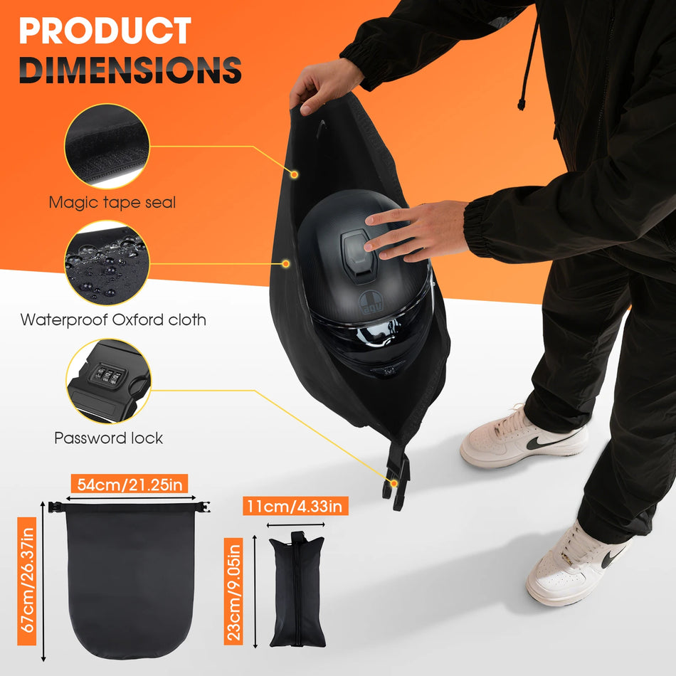 30L Motorcykelhjälm Väska 2 I 1 Med Kombinationslås