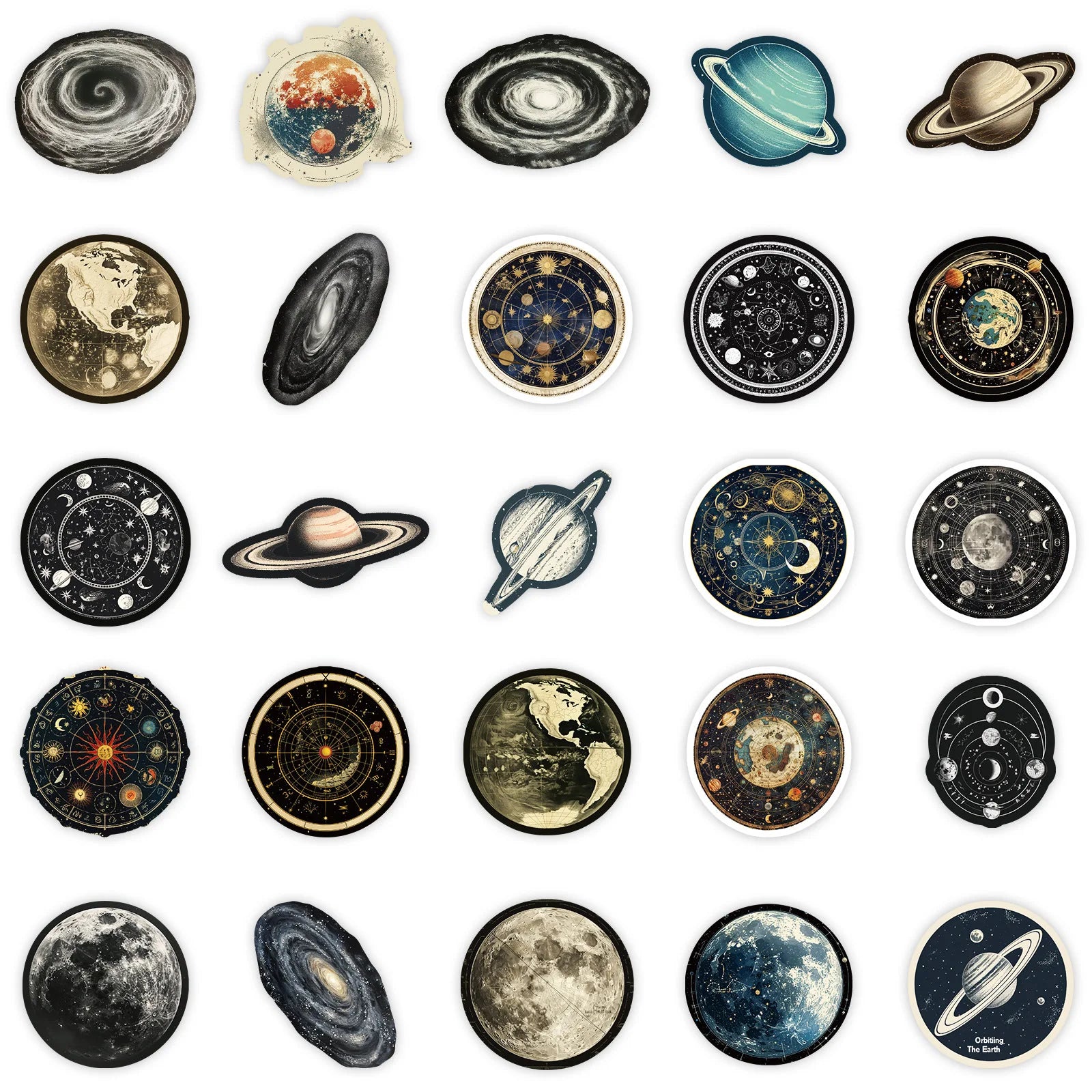 50pcs Space Station Universe Waterproof Stickers for DIY Projects