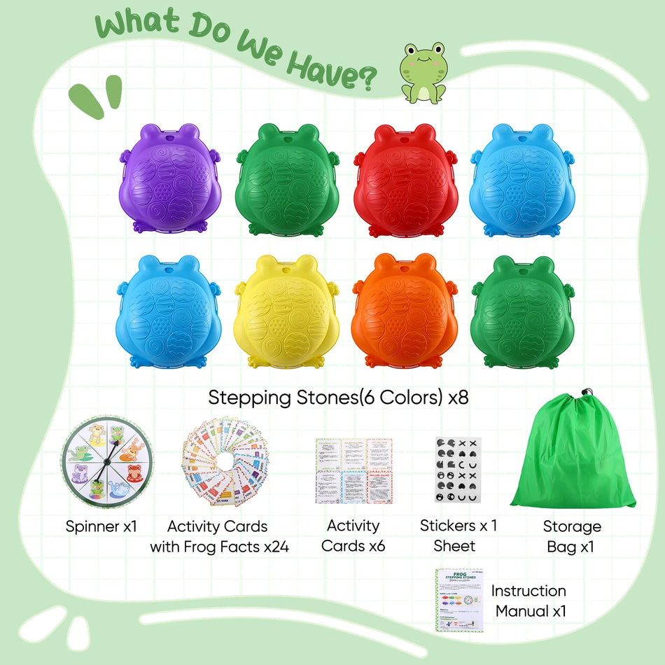 Sammakkokävelykivet 8-osainen tasapainosarja liukumaton pinta