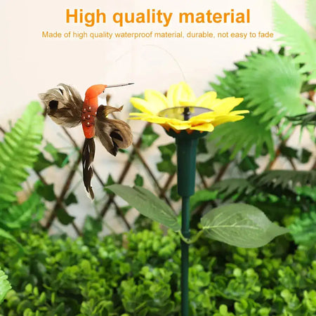 Solar Sunflower Stake Decor Rotating Butterfly Hummingbird