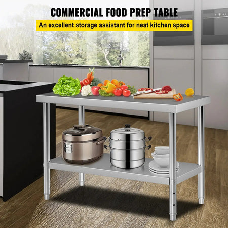 Stainless Steel Prep Table 550lb Load Adjustable Shelf