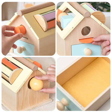 Kids Wooden Montessori House Busy Board &ndash; Object Permanence