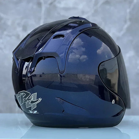 2024 Ram4 Dark Blue Open Face Motorcycle Helmet for Men and Women
