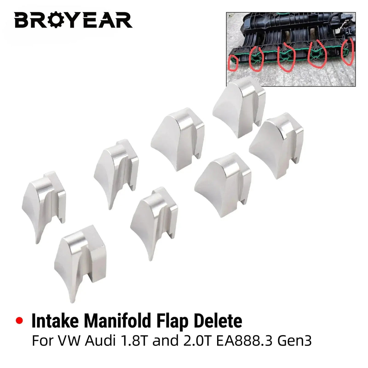 Intake Manifold Flap Delete Aluminum For VW Audi Mk7 Gti Golf R A3 S3 by InterCyprus Trading Ltd