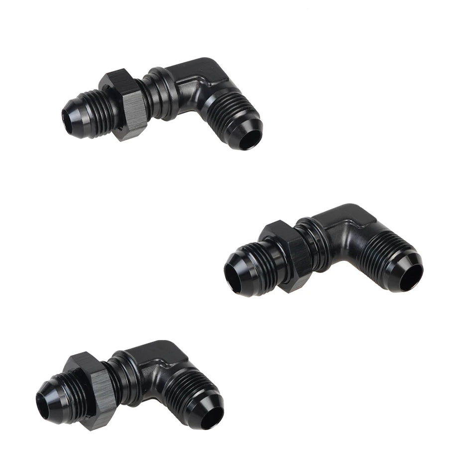 Adaptateur de bulkhead à flare à 90 degrés AN6 AN8 AN10 avec écrou en aluminium