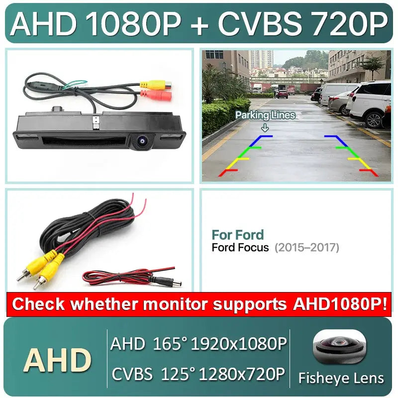 170° AHD 1080P Dynamic Trajectory Car Rear View Trunk Handle Camera For Ford Fiesta MK8 HB Focus Mk4 2015~2022 Android DVD by InterCyprus Trading Ltd