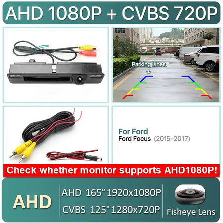 170° AHD 1080P Dynamic Trajectory Car Rear View Trunk Handle Camera For Ford Fiesta MK8 HB Focus Mk4 2015~2022 Android DVD by InterCyprus Trading Ltd