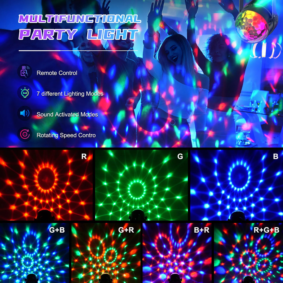 UKing RGB LED Σφαίρα Φωτισμού Σκηνής με Τηλεχειριστήριο, Περιστρεφόμενη Σφαίρα DJ για Πάρτι και Κλαμπ Παράσταση