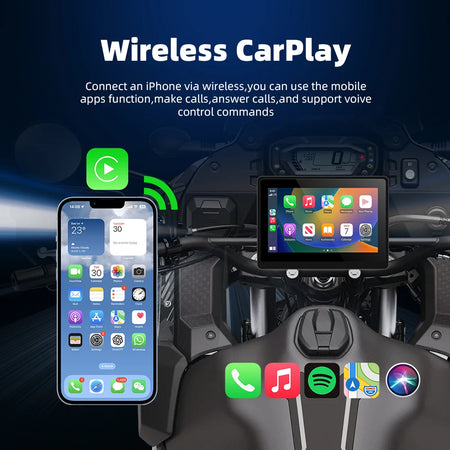 EKIY Wireless CarPlay Moto Android Auto &ndash; 5 Inch Portable Waterproof GPS Display