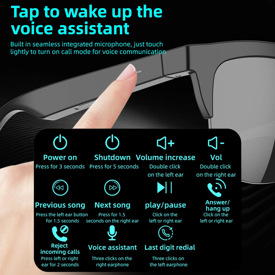 Bluetooth Έξυπνα Γυαλιά με UV Προστασία, Μουσικός Παίχτης για Άνδρες και Γυναίκες