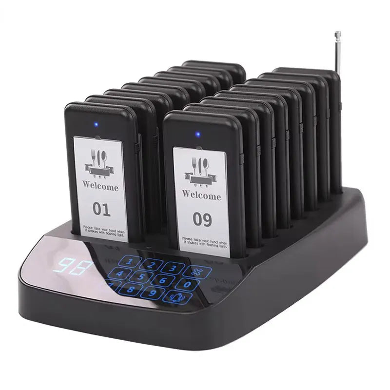 Bezdrátový systém volání pro restaurace s 16 podtácky, zvonky