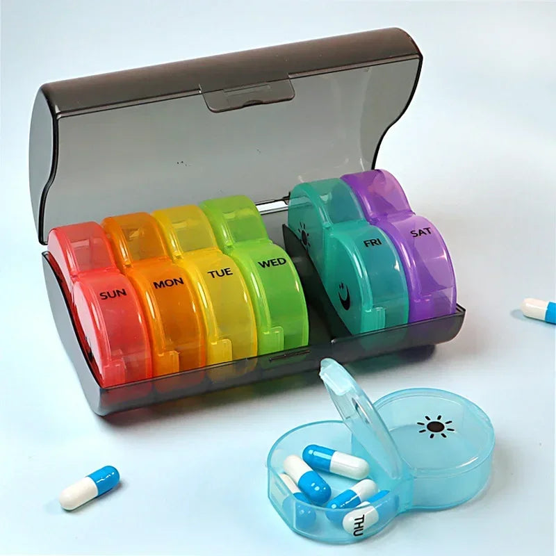 14-Compartment Weekly Pill Organizer for Vitamins, Supplements, and Medicine - BPA-Free, Multi-Purpose Travel Case