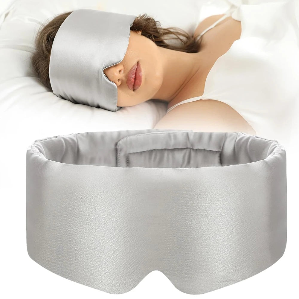 Mulberry Silk Sleep Mask &ndash; Light Blocking For Travel Light Gray
