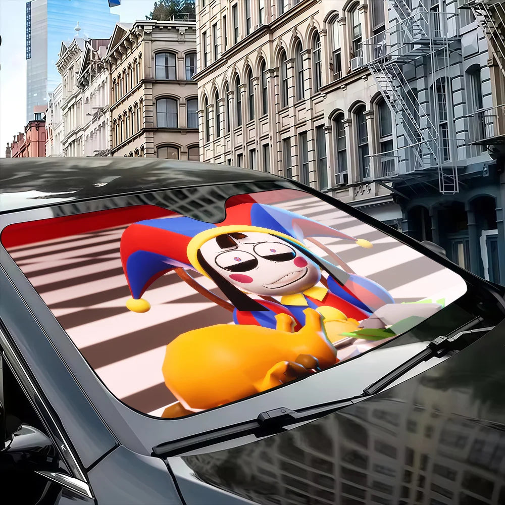 Funny D-Digital-Circus Colourful Car SunShade - UV Protection Windshield Cover