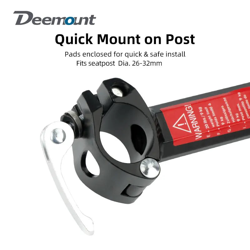 Deemount Bicycle Luggage Carrier &ndash; Adjustable Alloy Rack with 9kg Load Capacity