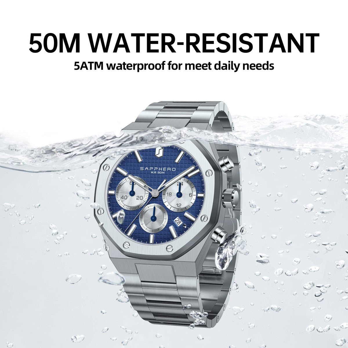 SAPPHERO Men's Watch &ndash; Waterproof Chronograph With Date