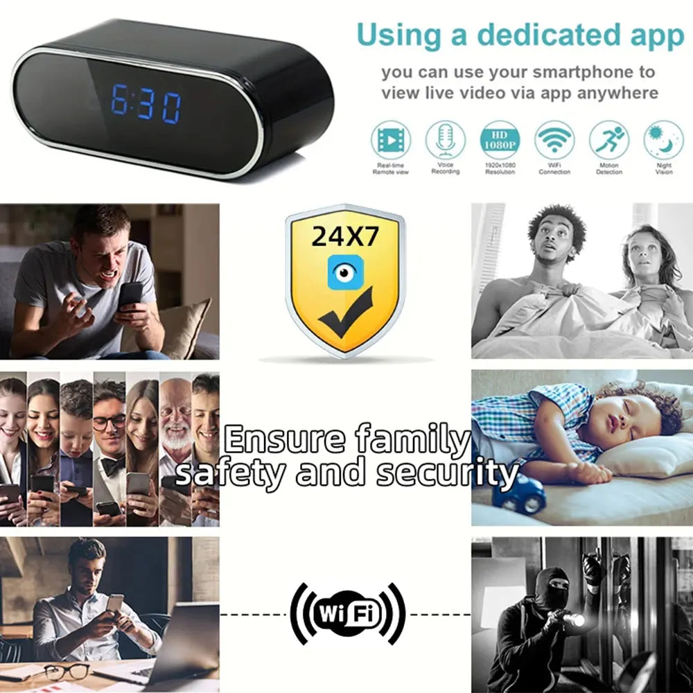 Mini Camera Clock 1080P &ndash; Wireless Wifi Control with Night Vision