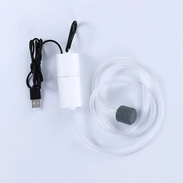 Aquarium Oxygen Air Pump USB Silent &ndash; Compact USB Powered WHITE