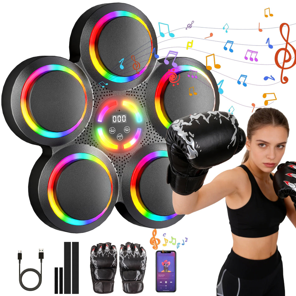 Smart Boxing Machine With Gloves, Musical Punching Pad For Home Gym