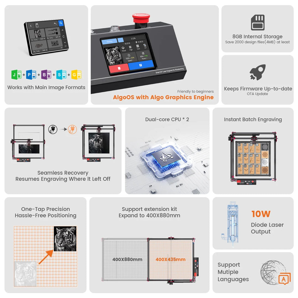 AlgoLaser DIY KIT MK2 10W Laser Engraver – Visoka natančnost