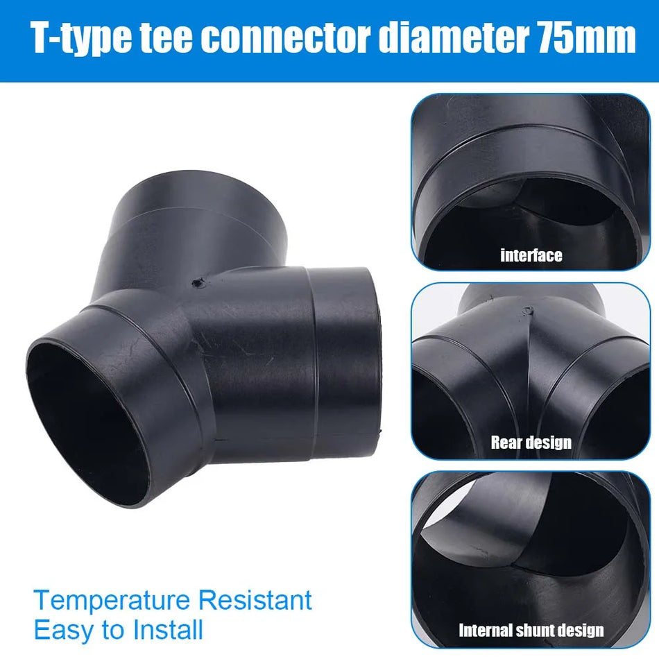 Hulit Premium 75mm Parking Heater Air Duct Tee Connector for Cars and RVs