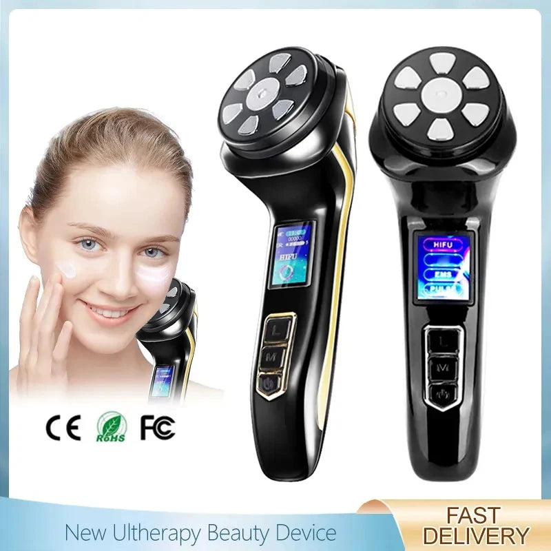 Mini HIFU Ultraljud EMS Ansiktslyft Massager Anti Rynka