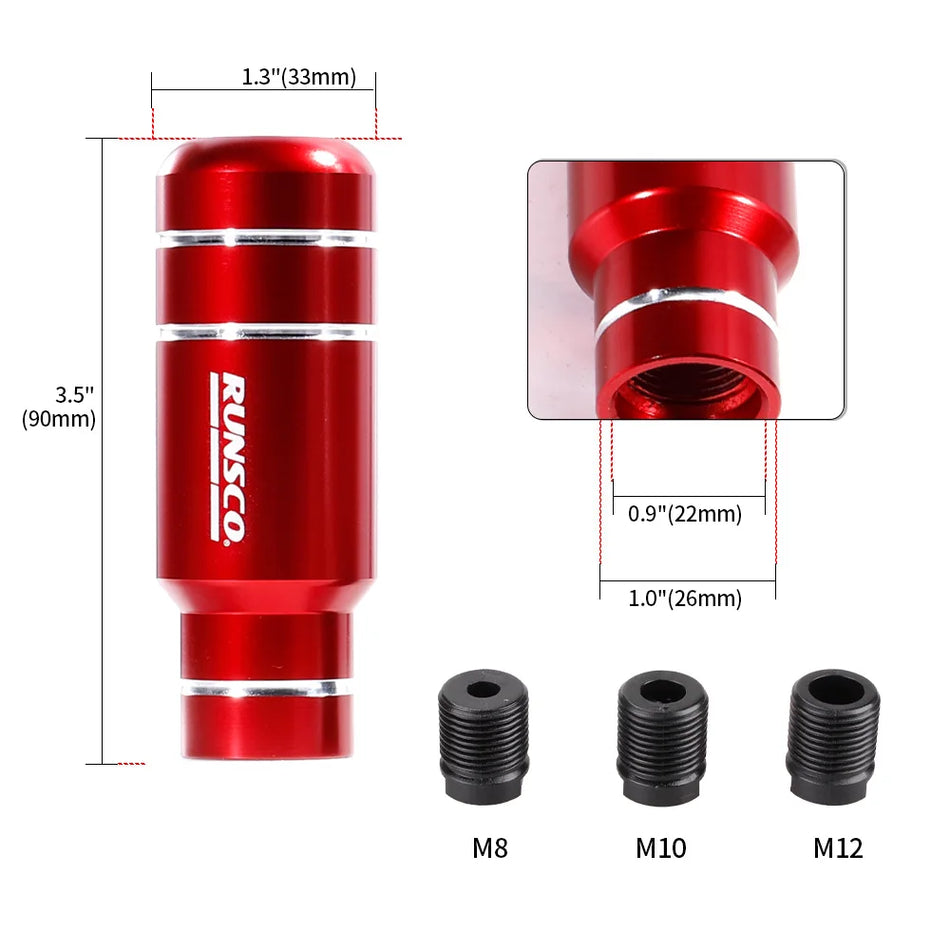 Perilla de cambio de marcha de aluminio universal de 90 mm para coches con transmisión manual