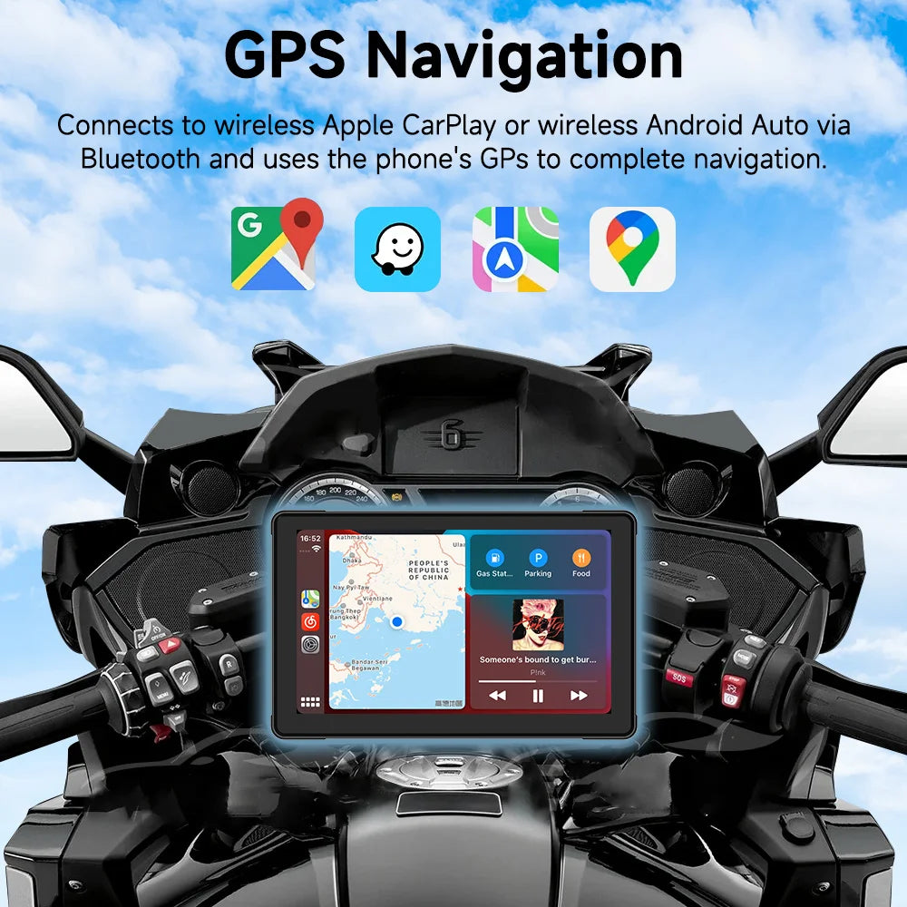 JIUYIN 7 Inch Motorcycle GPS &ndash; IPX7 Waterproof Display with Bluetooth Connectivity