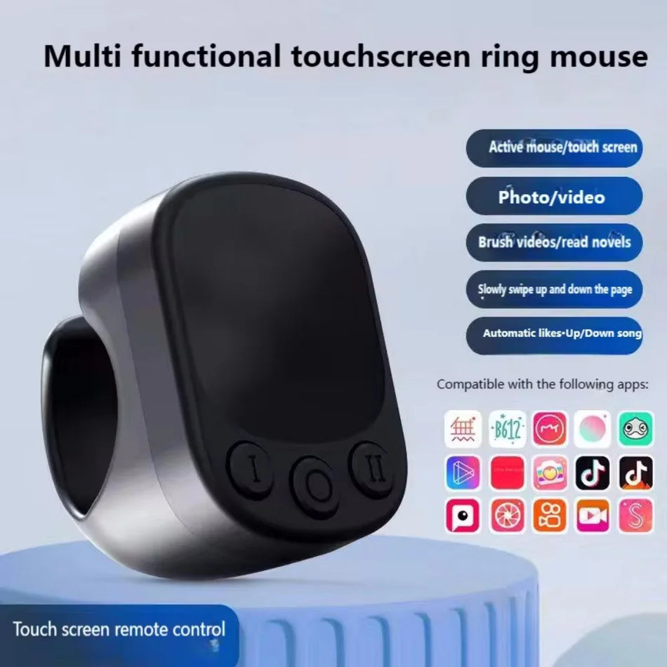 Mini Controlo Remoto Bluetooth Com Anel Touchpad Para iPhone, Android E iPad