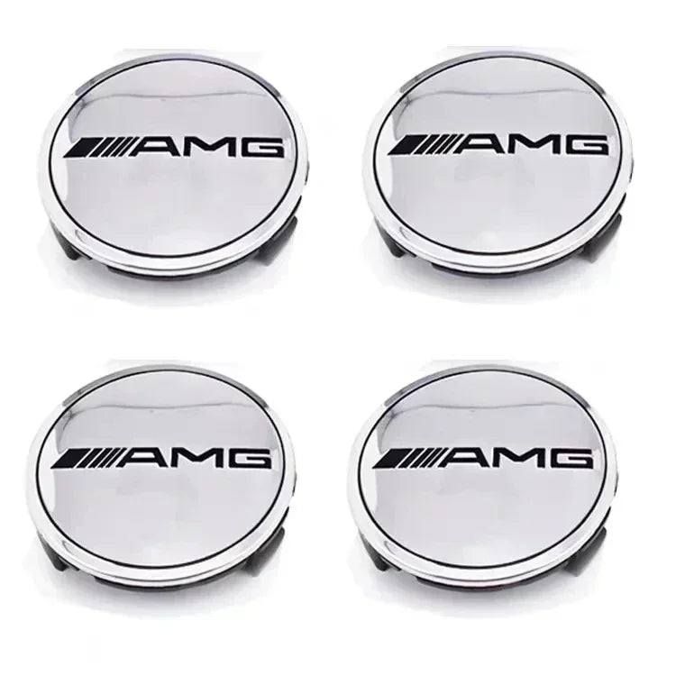 4PCS 75MM Car Hub Center Cover &ndash; Premium Mercedes Benz Emblem Design Silver AMG