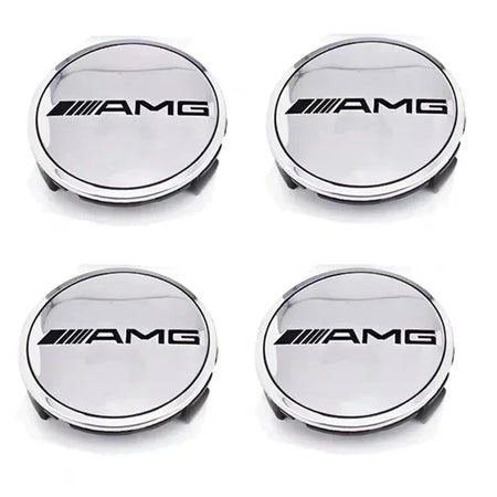 4PCS 75MM Car Hub Center Cover &ndash; Premium Mercedes Benz Emblem Design Silver AMG