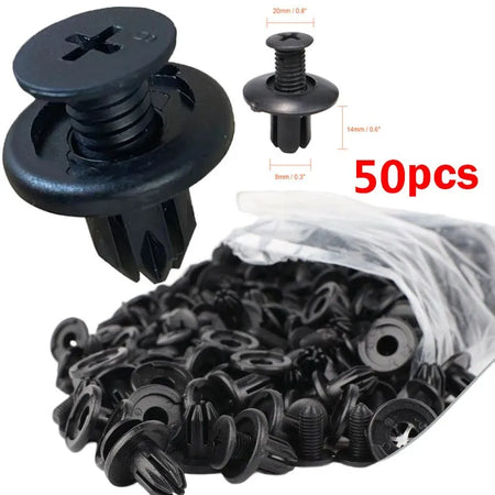 8mm Plastic Rivets Fasteners for Car Bumper &amp; Fender - Toyota, Kia, Nissan 50pcs