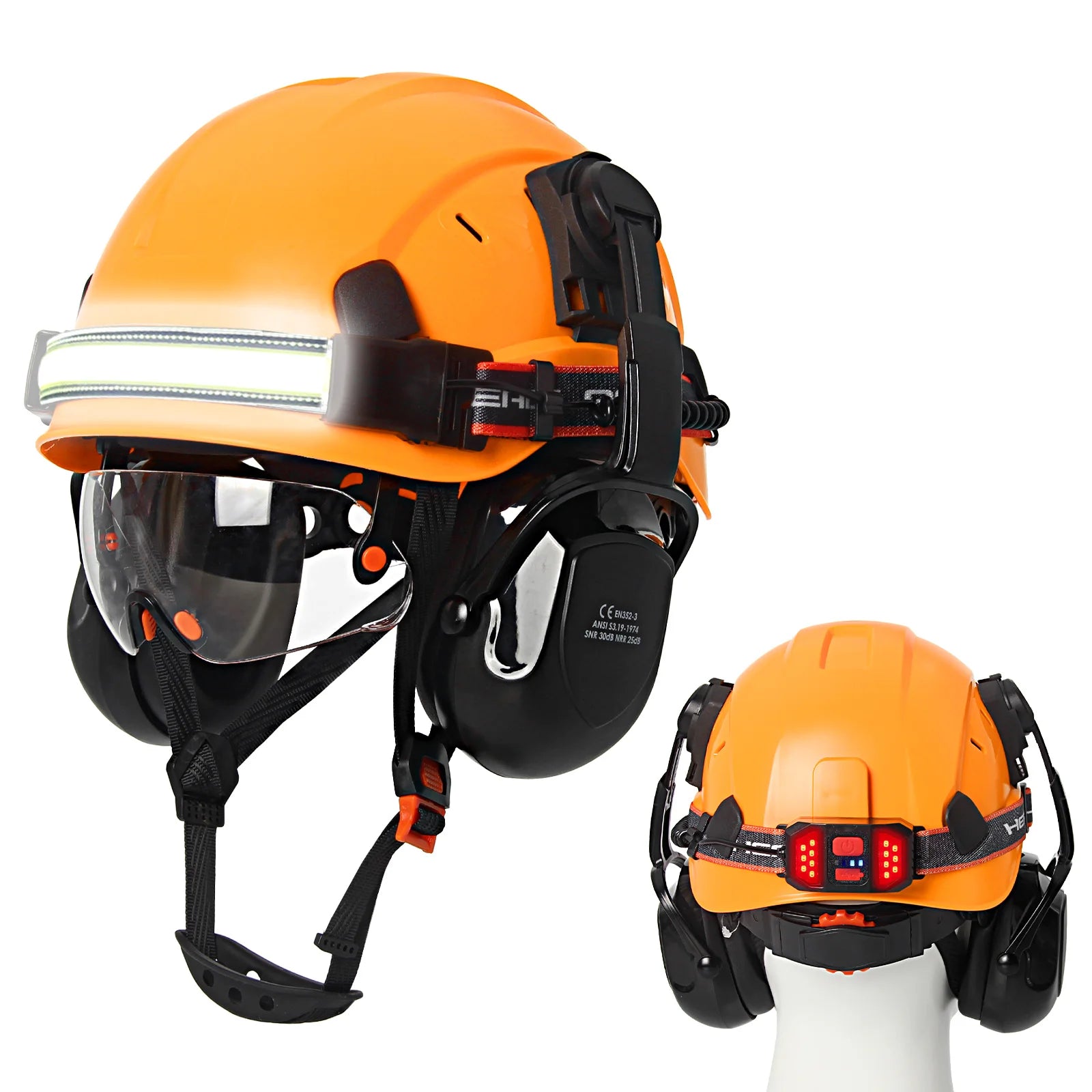 CE Construction Safety Helmet With Goggles &ndash; LED Headlamp Yellow A