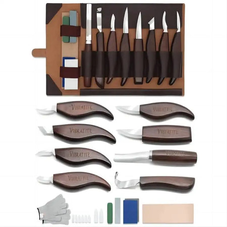 Deluxe 15PCS Wood Carving Tool Set by VIBRATITE for Beginners and Enthusiasts Default Title