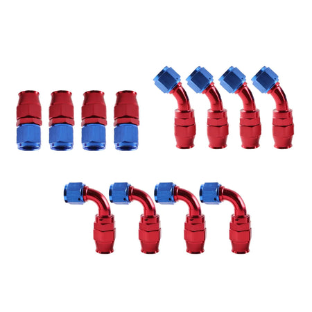 PIKBUK 12Pcs AN4/6/8/10/12 Universal Straight 45 90 Degree Reusable Hose End Fittings Adapter For Swivel PTFE Oil Fuel Line Pipe by InterCyprus Trading Ltd
