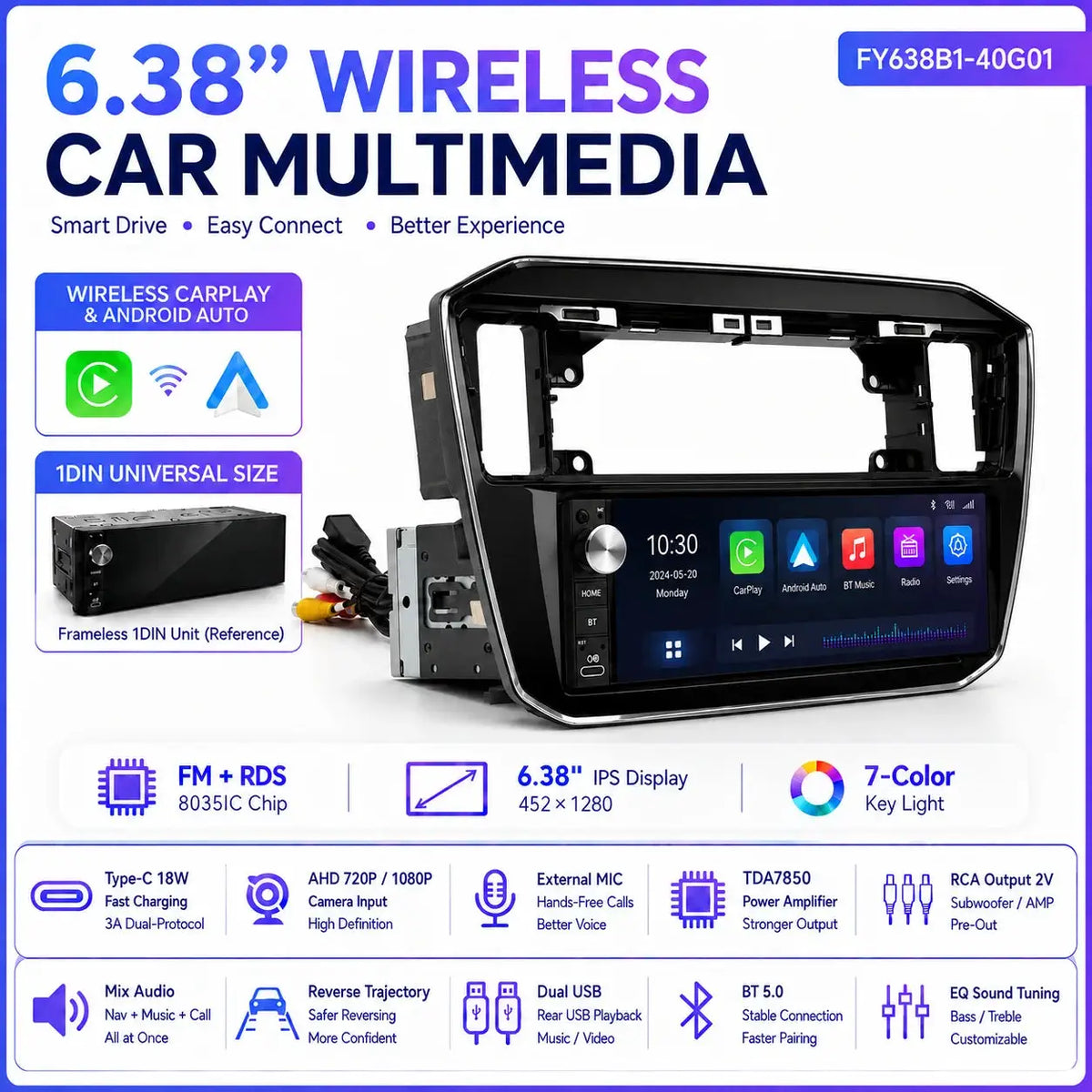 Car Radio With Wireless CarPlay Android Auto For VW Golf Jetta Passat Skoda by InterCyprus Trading Ltd