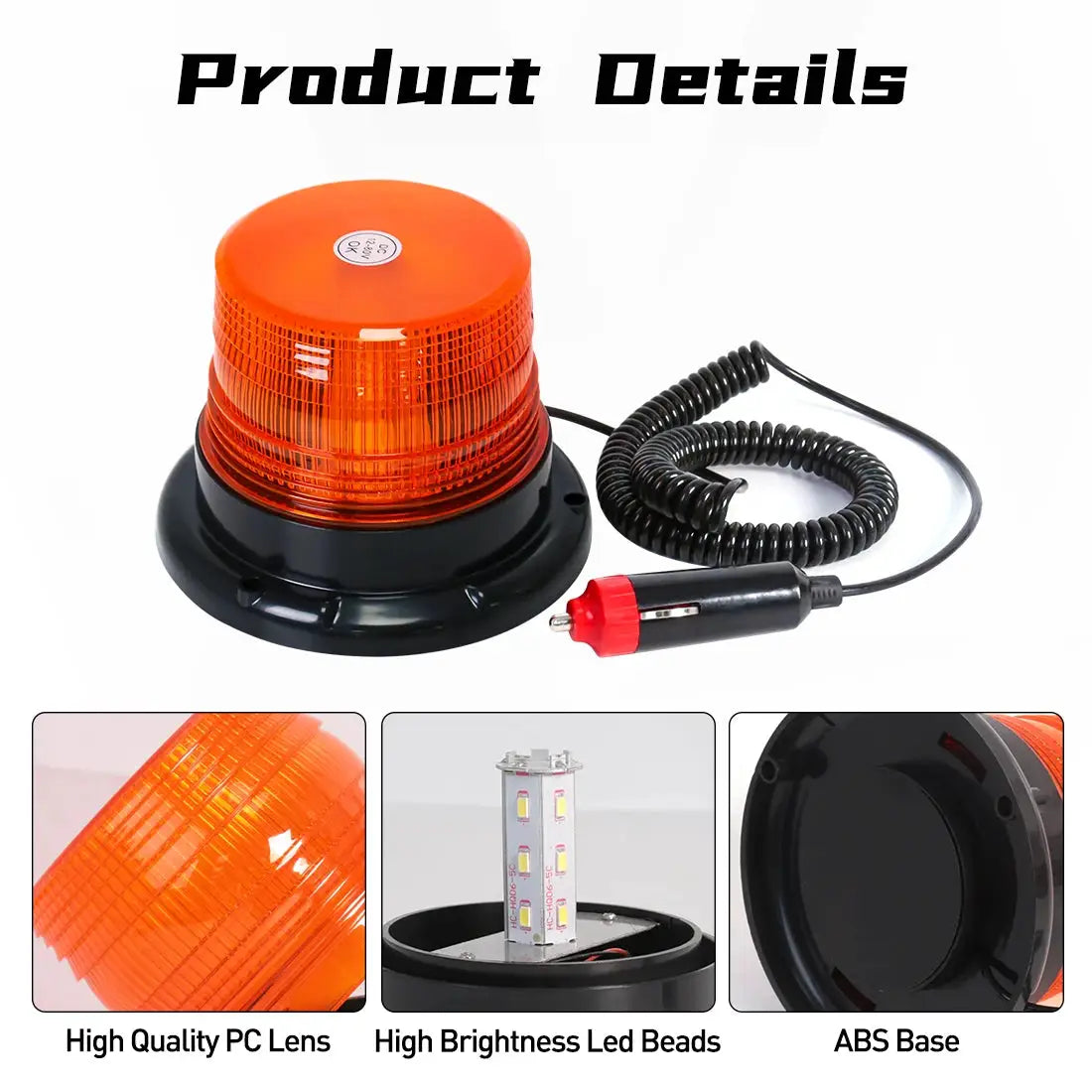 Car Truck Roof Top Warning Light Emergency LED Strobe Light Flashing Beacon With Magnetic Base For Security Auto 12V 24V -80V by InterCyprus Trading Ltd