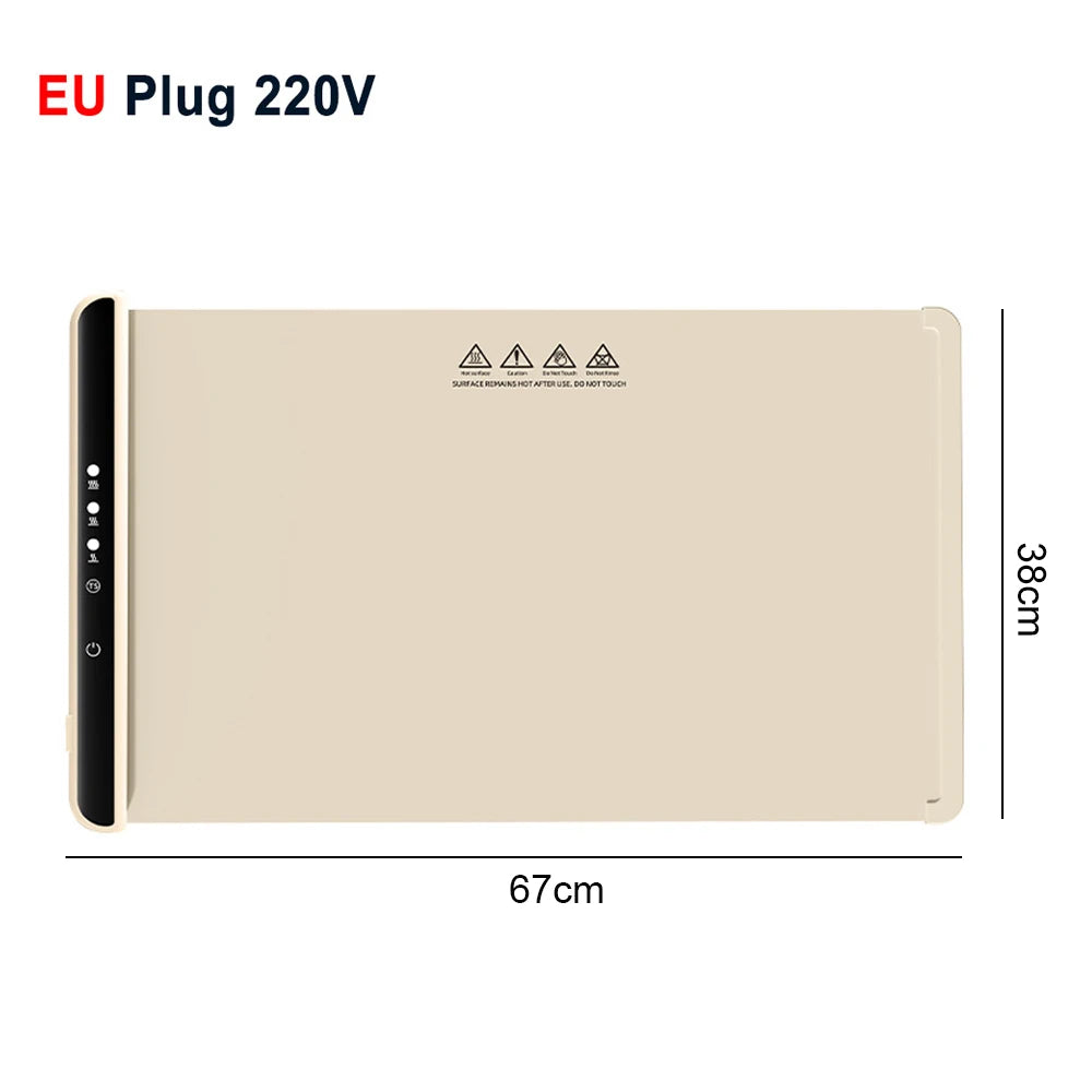 Electric Warming Tray Food Warmer Plate &ndash; Fast Heating White 220V 67x38cm