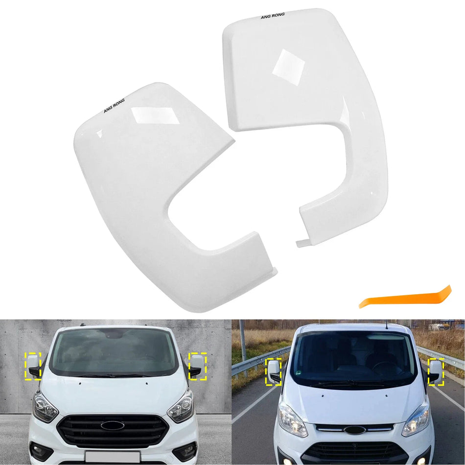 Białe osłony lusterek do Ford Transit Tourneo Custom V362 F3 FY FZ 2012-2020